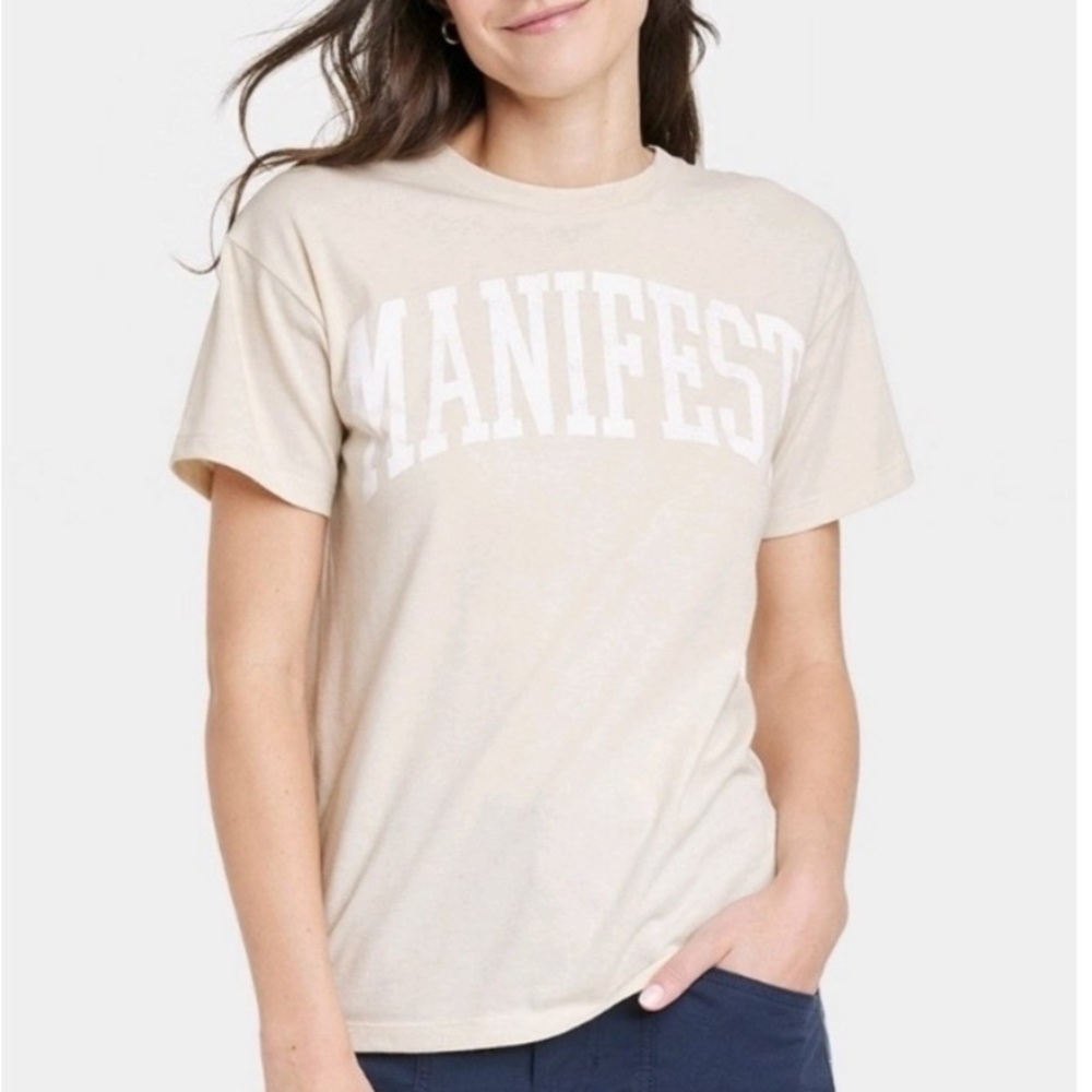 Beige 'Manifest' Graphic T-Shirt